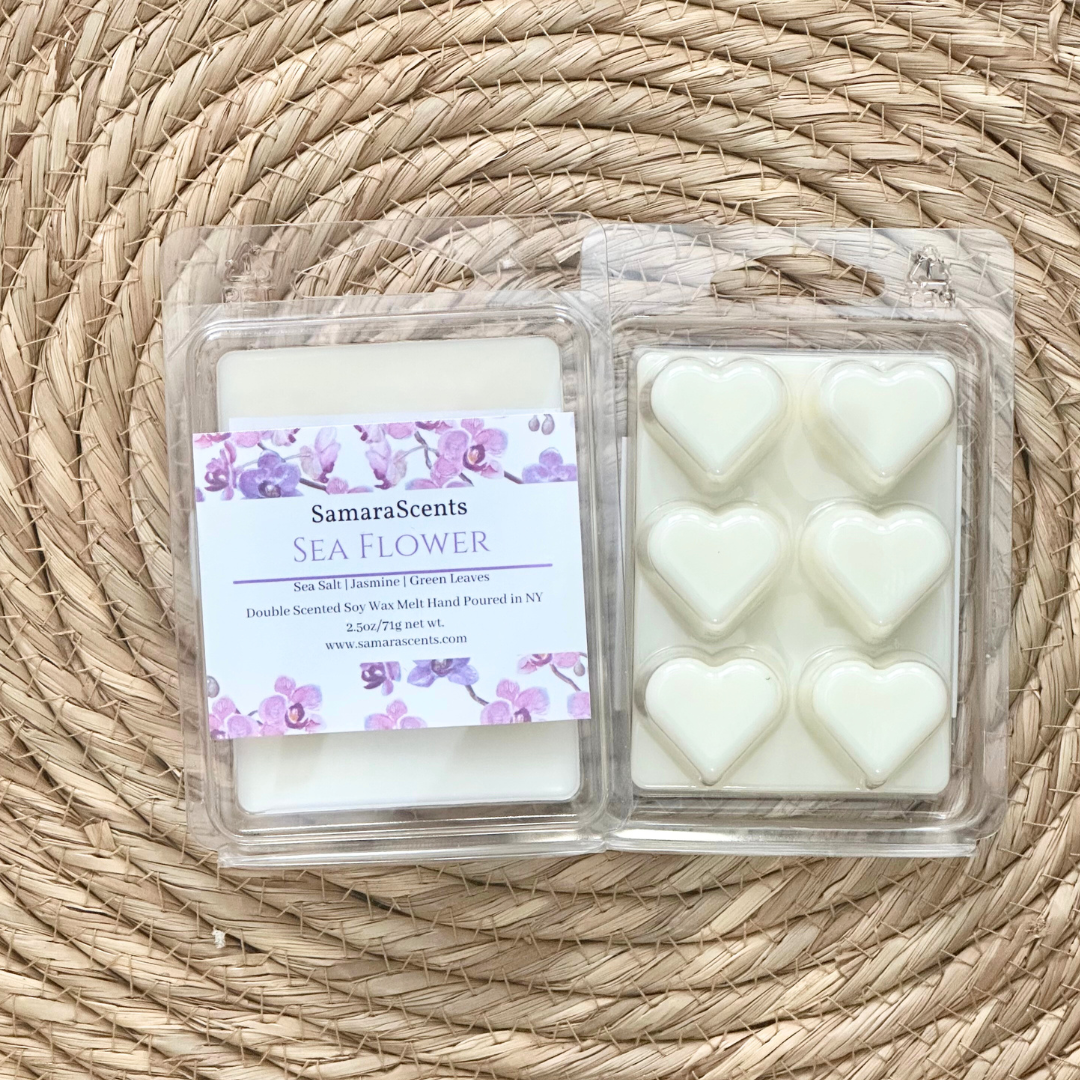 Sea Flower Soy Wax Melts | Sea Salt, Green Leaves, Jasmine & Tonka Bean