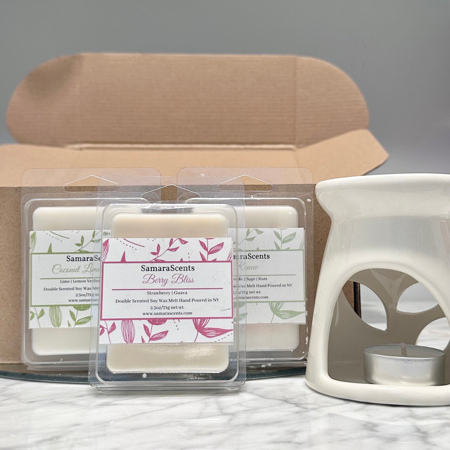 Summer Soy Wax Melt Gift Set Strawberry Guava Pineapple Sage Coconut Lime Verbena