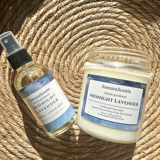 Midnight Lavender Wind-Down Ritual Bundle | Candle + Room Spray | Lavender | Eucalyptus | Cedar