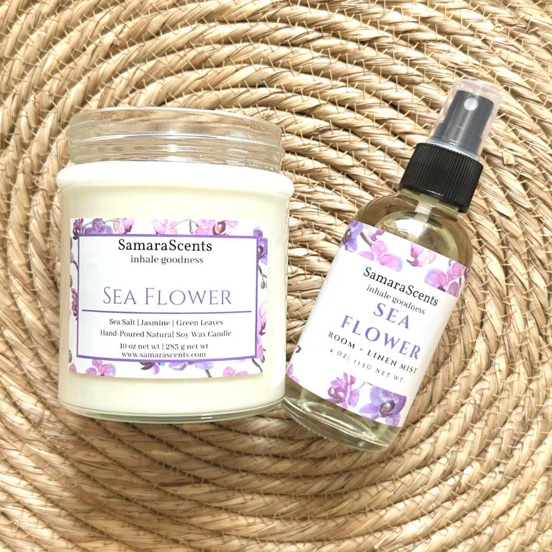 The Spa Collection: Sea Flower | Candle + Room Spray + Diffuser | Sea Salt | Green Leaves | Jasmine