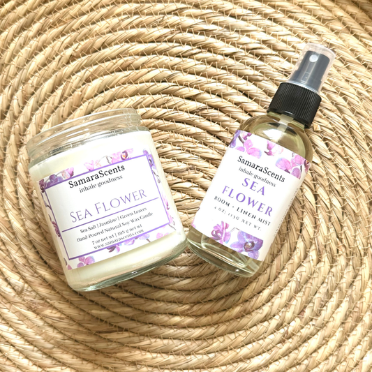 The Spa Collection: Sea Flower | Candle + Room Spray + Diffuser | Sea Salt | Green Leaves | Jasmine