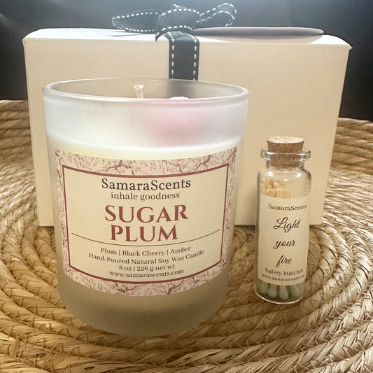 Sugar Plum | Candle Gift Set Sweet Luxurious Holiday Candle + Matches